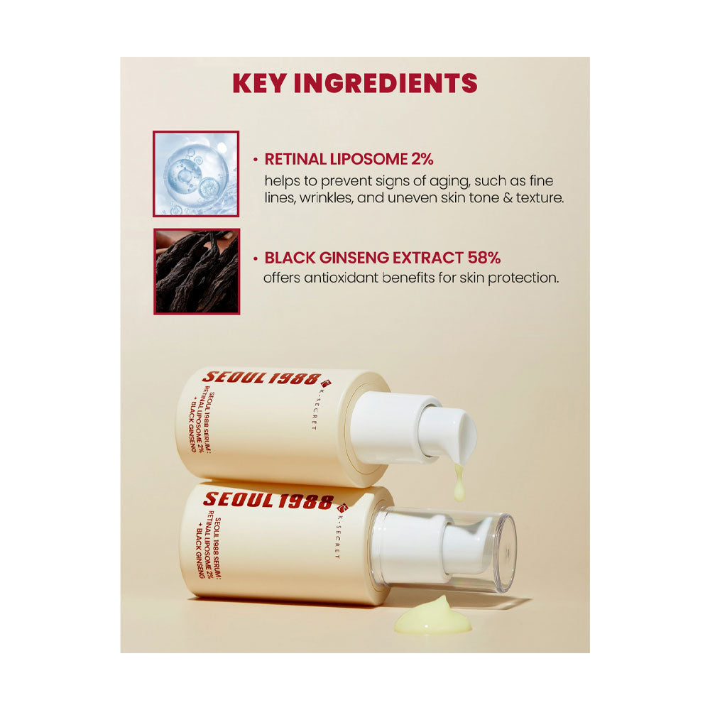 KSECRET Seoul 1988 Serum: Retinal Liposome 2% + Black Ginseng 30ml — Retinal Night Serum — gallery image 2