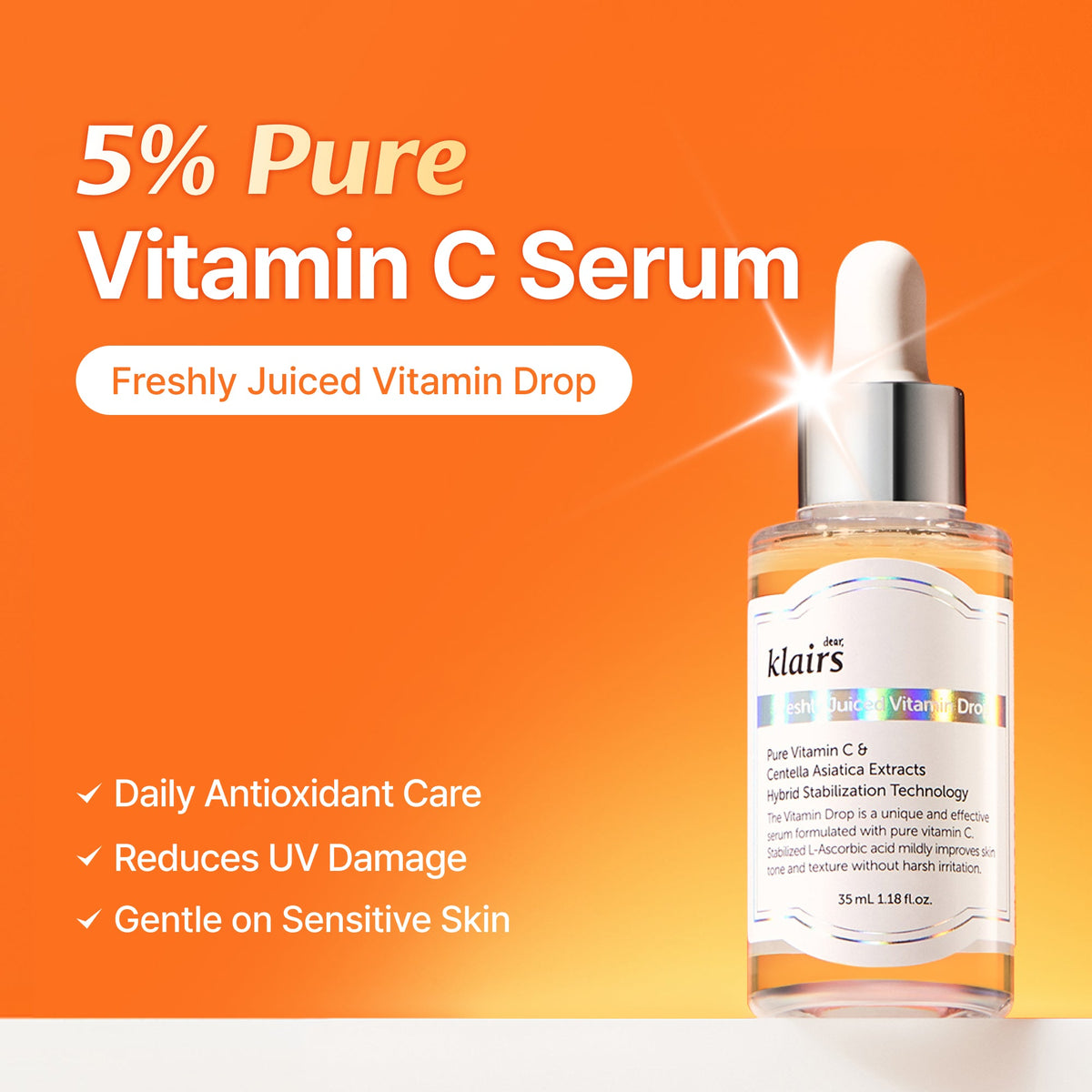 Dear, Klairs Freshly Juiced Vitamin Drop 35ml — Pure Vitamin C Serum — gallery image 2