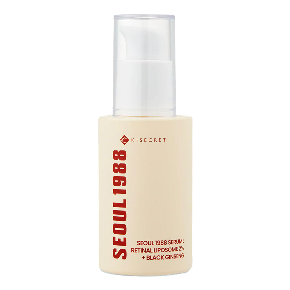 KSECRET Seoul 1988 Serum: Retinal Liposome 2% + Black Ginseng 30ml — Retinal Night Serum — product packaging