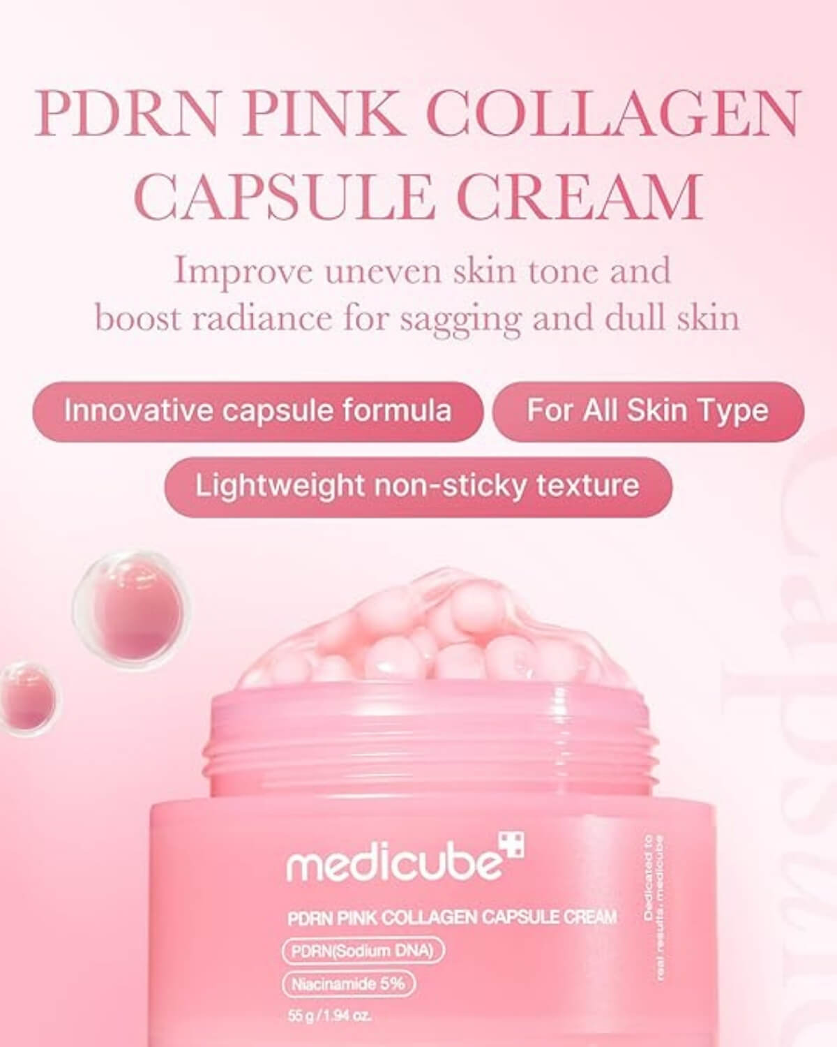 Medicube PDRN capsule cream — innovative capsule formula infographic